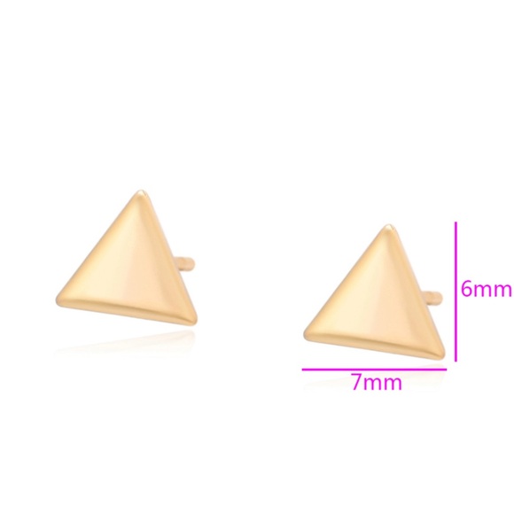 Triangle Stud Earrings 18k Gold Plated - Picture 3 of 12